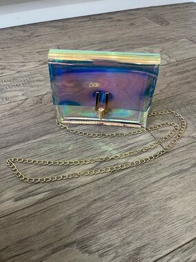 Iridescent Mini Crossbody Bag with Gold Chain